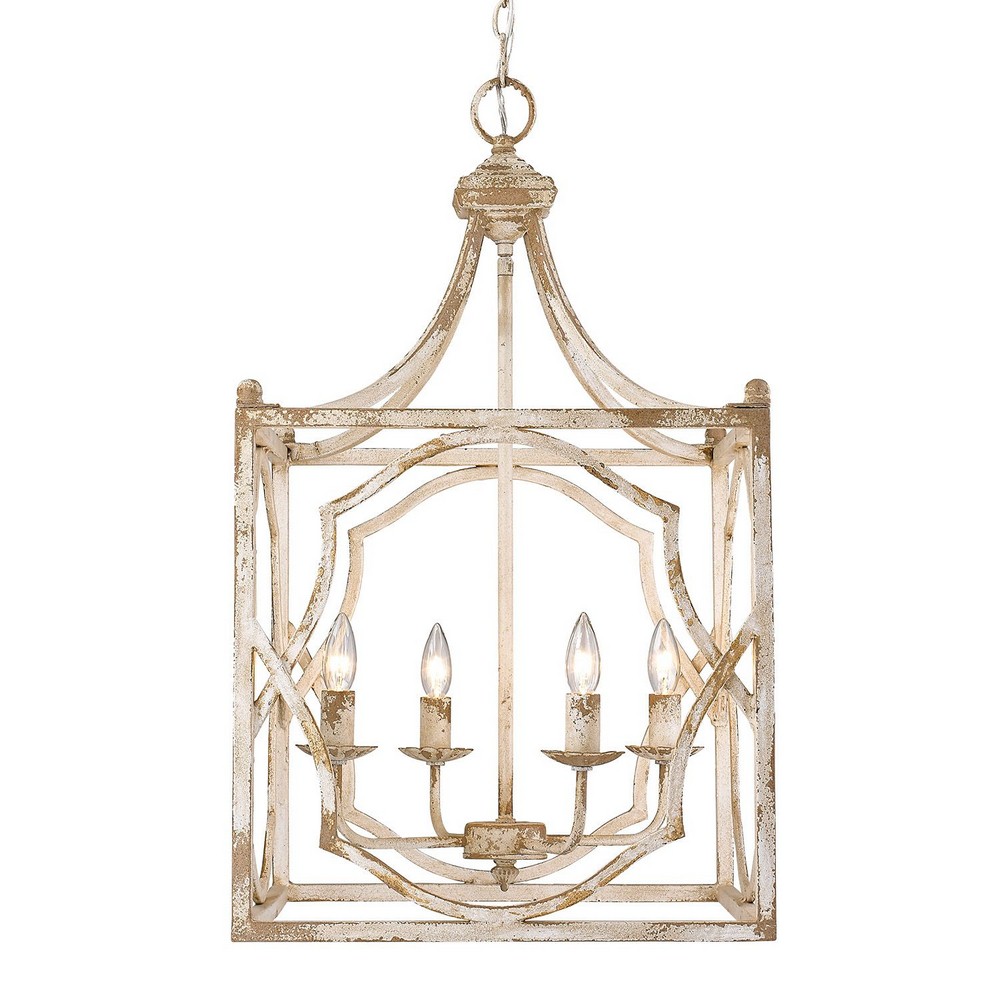 Golden Lighting-0885-4P AI-Laurent - 4 Light Pendant in Transitional style - 31 Inches high by 18 Inches wide   Antique Ivory Finish